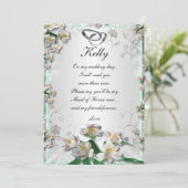 エレガントなホワイトフラワーメイドオブオナーカード 招待状 (スタンド正面)