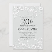 エレガントなホワイトフラワー 20周年招待状 招待状 (正面)