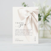 エレガントなホワイトボウのブライダルシャワー サンキューカード (スタンド正面)