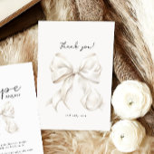 エレガントなホワイトボウのブライダルシャワー サンキューカード