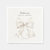 エレガントなホワイトボウのブライダルシャワー スタンダードカクテルナプキン (正面)