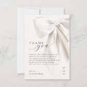 エレガントなホワイトボウ ブライダルシャワー サンキューカード (正面)
