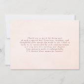エレガントなホワイトボウ プロセッコ ブライダルシャワーの感謝 サンキューカード (裏面)