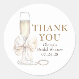 エレガントなホワイトボウ プロセッコ ブライダルシャワーの感謝 ラウンドシール