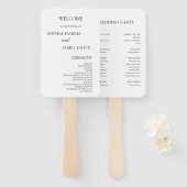 エレガントなホワイトミニマリストの結婚式プログラム ハンドファン (正面&裏面)