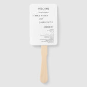 エレガントなホワイトミニマリストの結婚式プログラム ハンドファン (正面)