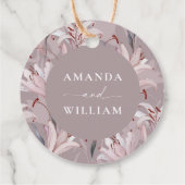 エレガントなホワイトユリのウェディングサンクス タグ (裏面)