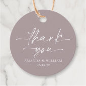 エレガントなホワイトユリのウェディングサンクス タグ (正面)