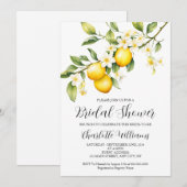 エレガントなホワイトレモン テーマのブライダルシャワーブランunch 招待状 (正面/裏面)