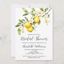 エレガントなホワイトレモン テーマのブライダルシャワーブランunch 招待状