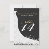 エレガントなホワイトレースのウェディングドレス テーブル14 招待状 (正面)