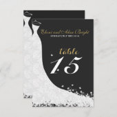 エレガントなホワイトレースのウェディングドレス テーブル15 招待状 (正面/裏面)