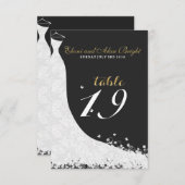 エレガントなホワイトレースのウェディングドレス テーブル19 招待状 (正面/裏面)