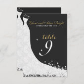 エレガントなホワイトレースのウェディングドレス テーブル9 招待状 (正面/裏面)