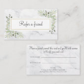 エレガントなホワイト大理石のグリーンリーフ紹介カード 紹介カード (正面/裏面)