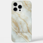エレガントなホワイト大理石カスタムネーム モノグラム Case-Mate iPhoneケース (裏面)