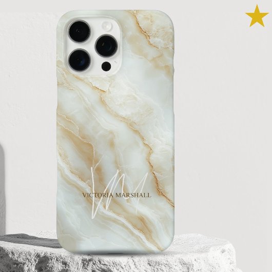 エレガントなホワイト大理石カスタムネーム モノグラム Case-Mate iPhoneケース