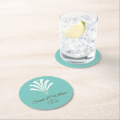 エレガントなホワイト アートデコ パルメット | オーダーメイド ラウンドペーパーコースター (インサイチュ)