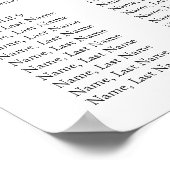 エレガントなホワイト オーキッド ボヘミア 12 テーブル 席次表 ポスター (角)