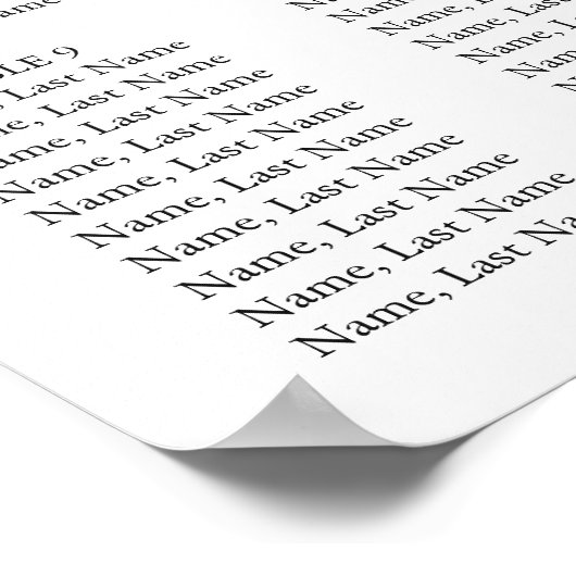 エレガントなホワイト オーキッド ボヘミア 12 テーブル 席次表 ポスター (角)