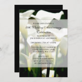 エレガントなホワイト カラーリリー 50周年結婚記念日 招待状 (正面/裏面)