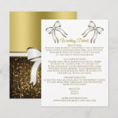 エレガントなホワイト＆ゴールドのリボン ウェディング詳細 エンクロージャーカード (正面/裏面)