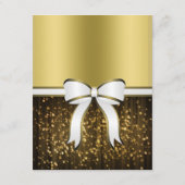 エレガントなホワイト＆ゴールドのリボン ウェディング詳細 エンクロージャーカード (裏面)