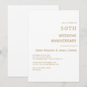 エレガントなホワイト＆ゴールド 50周年記念 招待状 (正面/裏面)