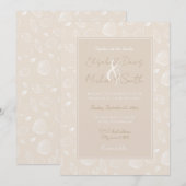 エレガントなホワイト シーシェル ベージュ パターン 招待状 (正面/裏面)