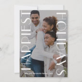 エレガントなホワイト ツー フォト おしゃれな ハッピー シーズンカード (正面)