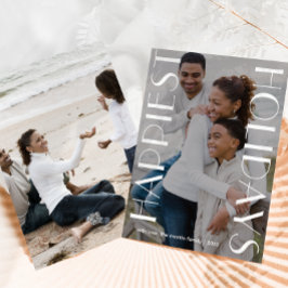 エレガントなホワイト ツー フォト おしゃれな ハッピー シーズンカード