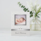 エレガントなホワイト フォト 洗礼招待状 招待状 (スタンド正面)