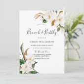 エレガントなホワイト フラワー ブライダル シャワー ブランチ & バブルリー 招待状 (スタンド正面)