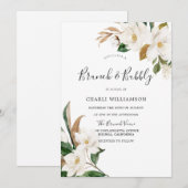 エレガントなホワイト フラワー ブライダル シャワー ブランチ & バブルリー 招待状 (正面/裏面)