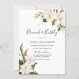 エレガントなホワイト フラワー ブライダル シャワー ブランチ & バブルリー 招待状