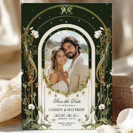 エレガントなホワイト フローラル セーブ・ザ・デート ウェディング 招待状