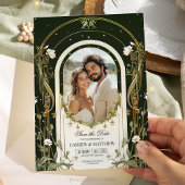 エレガントなホワイト フローラル セーブ・ザ・デート ウェディング 招待状