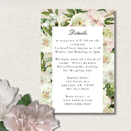 エレガントなホワイト ブラッシュ ピオニー ガーデン ウェディング エンクロージャーカード