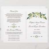 エレガントなホワイト ブルーミング フローラル ウェディング プログラム (正面/裏面)