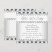 エレガントなホワイト ホット バースデー パーティー 招待状 (正面/裏面)