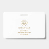 エレガントなホワイト ミニマルな会社員写真付きIDカード バッジ (裏面)