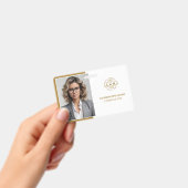 エレガントなホワイト ミニマルな会社員写真付きIDカード バッジ (手持ち)