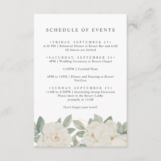 エレガントなホーボー シックな春のスケジュール オブ イベント エンクロージャーカード (正面)