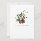 エレガントなホーリーとベリーのフレーム クリスマス パーティー 招待状 (裏面)