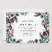 エレガントなホーリーベリー クリスマス ホリデー オープン ハウス 招待状 (正面)