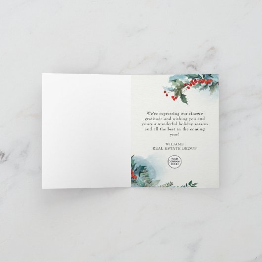 エレガントなホーリー鹿のクリスマス企業向けグリーティング シーズンカード (内部)