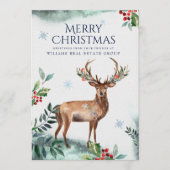 エレガントなホーリー鹿のクリスマス企業向けグリーティング シーズンカード (正面)