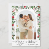 エレガントなボタニカルアーチのハッピーホリデー1枚の写真 シーズンカード (正面)