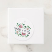 エレガントなボタニカルグリーンとピンクの花 フェイバータグ (インサイチュ)