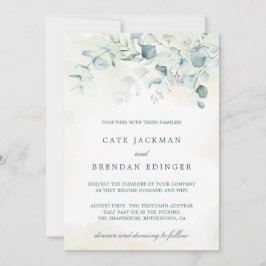 エレガントなボタニカルグリーンのユーカリの結婚式 招待状